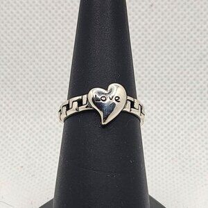 Silver‎ S925 Adjustable Heart Ring With Love Inscription (NWOT)